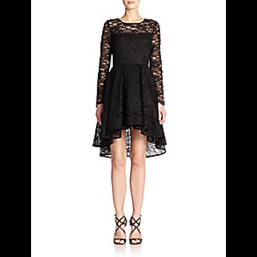 ABS Hi-Lo Black Lace Dress from Saks 5th A…